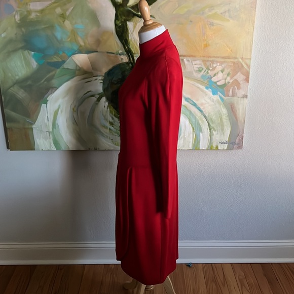 Vintage St. John knit dress red long sleeves size 6 - Picture 6 of 16